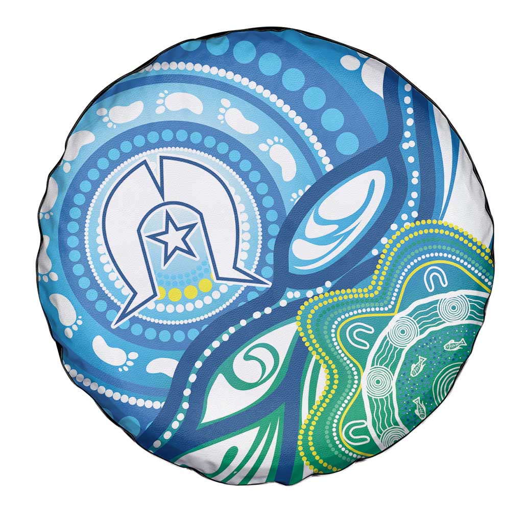 Torres Strait Islander Spare Tire Cover Aboriginal Blue Art