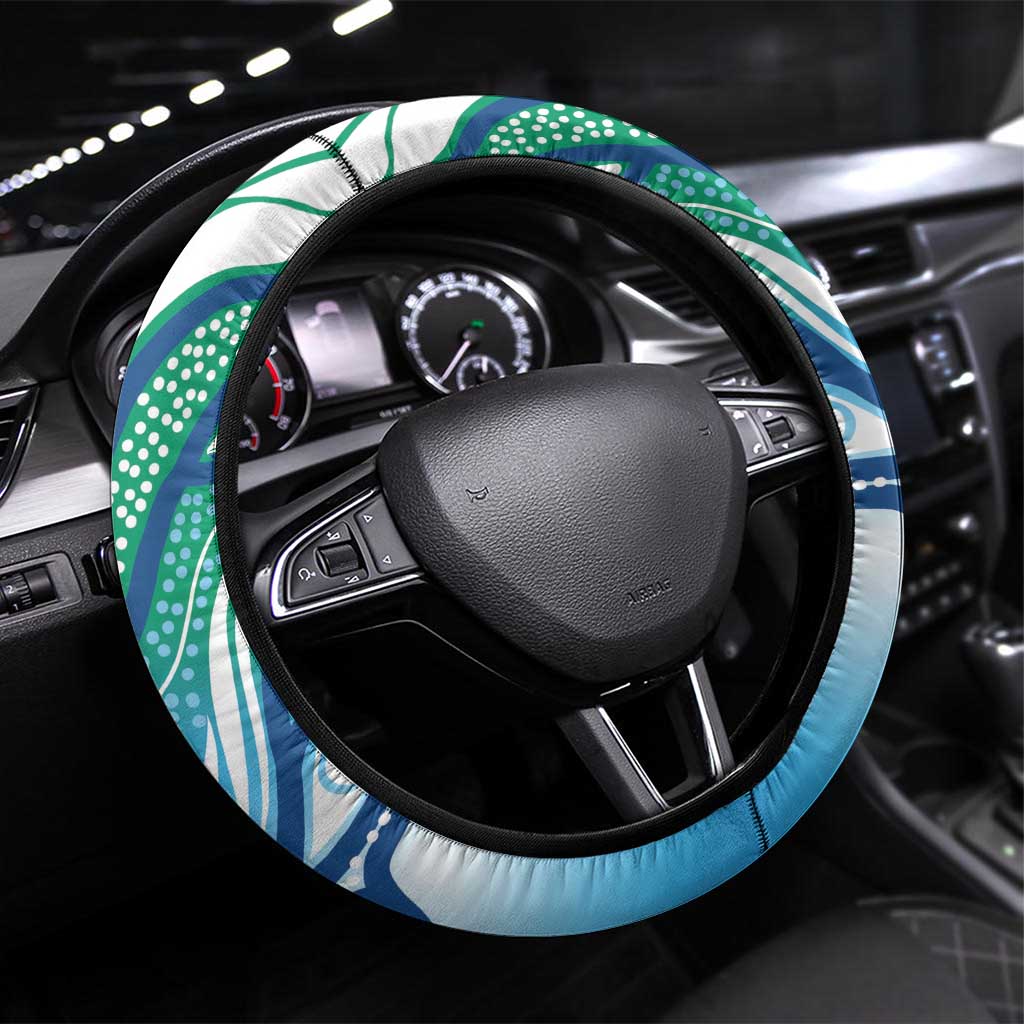 Torres Strait Islander Steering Wheel Cover Aboriginal Blue Art