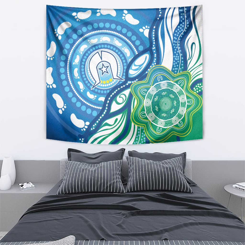 Torres Strait Islander Tapestry Aboriginal Blue Art