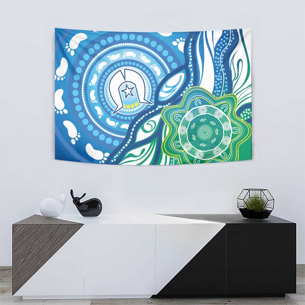 Torres Strait Islander Tapestry Aboriginal Blue Art