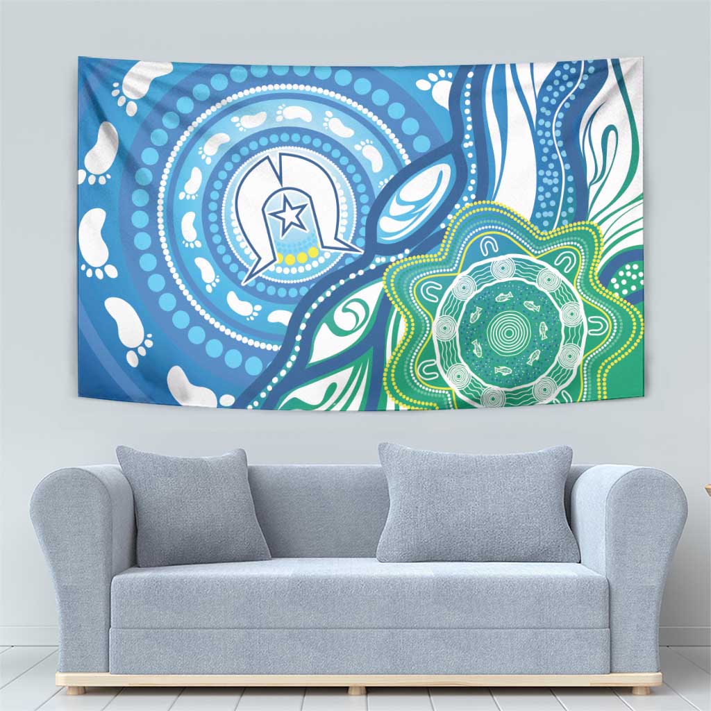 Torres Strait Islander Tapestry Aboriginal Blue Art