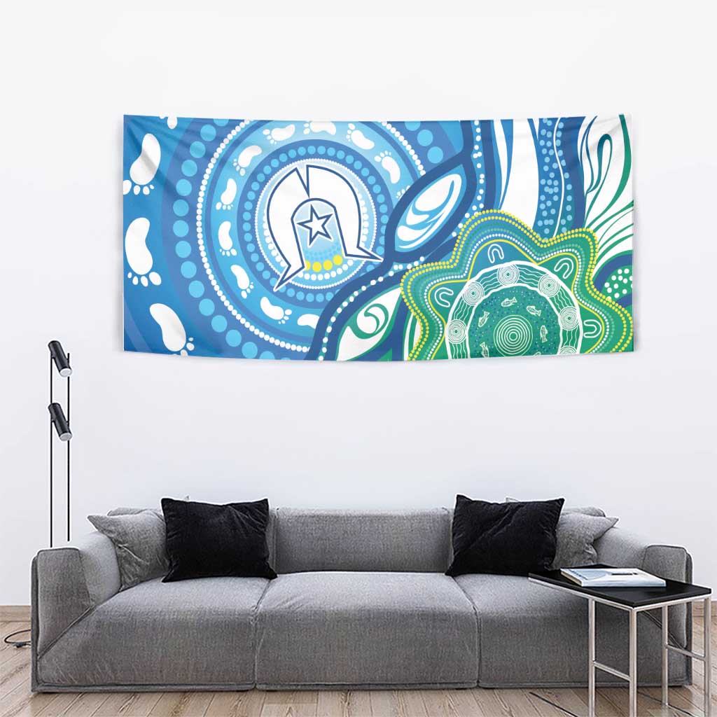 Torres Strait Islander Tapestry Aboriginal Blue Art