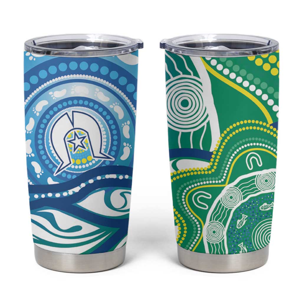 Torres Strait Islander Tumbler Cup Aboriginal Blue Art