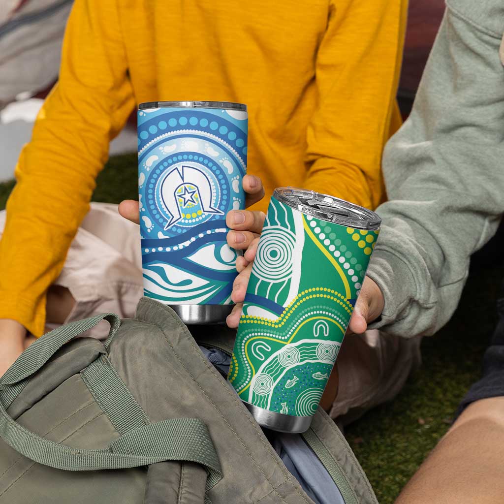 Torres Strait Islander Tumbler Cup Aboriginal Blue Art