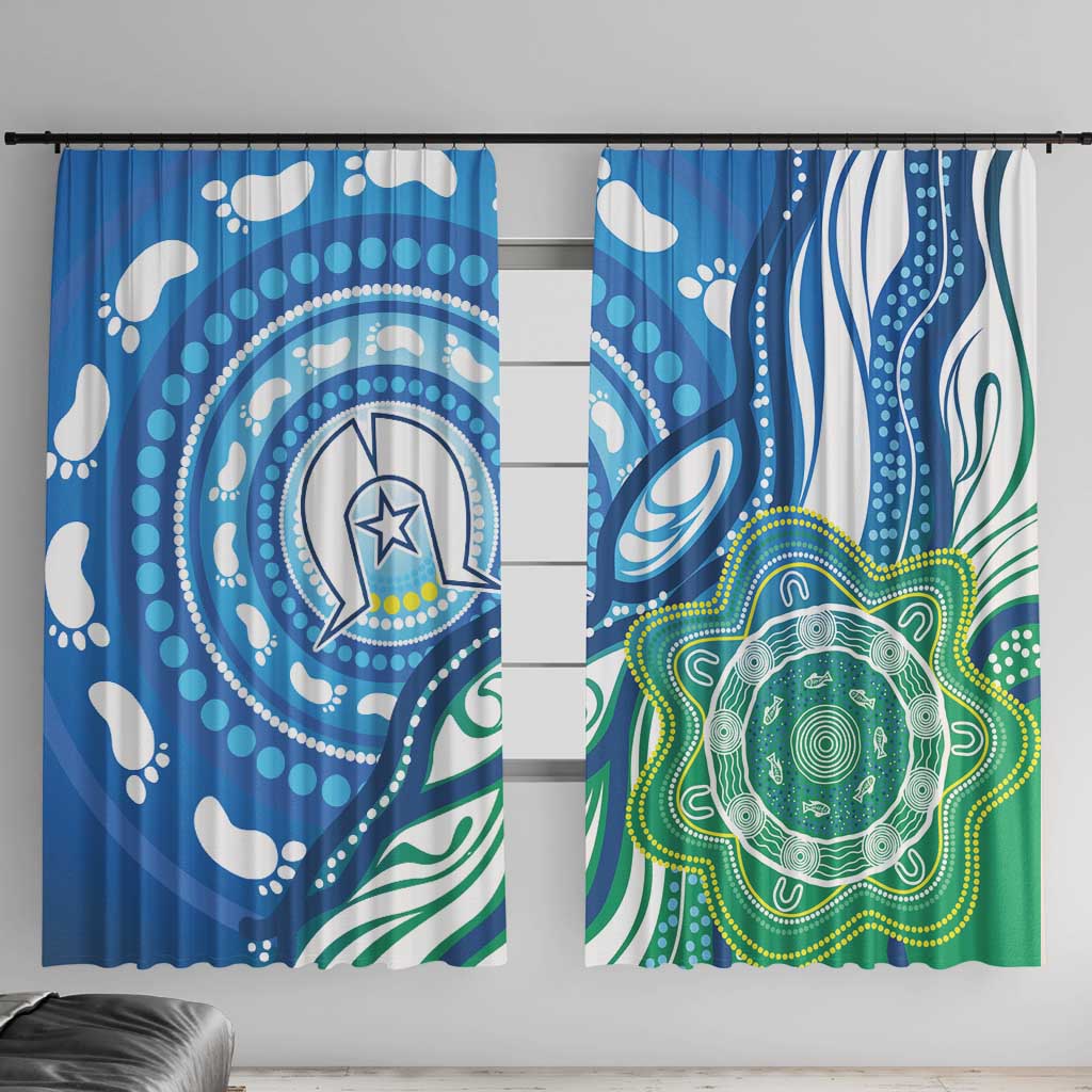 Torres Strait Islander Window Curtain Aboriginal Blue Art