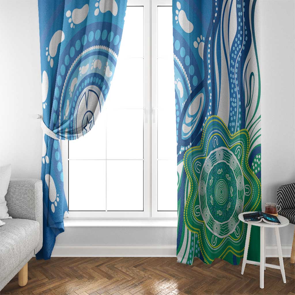 Torres Strait Islander Window Curtain Aboriginal Blue Art