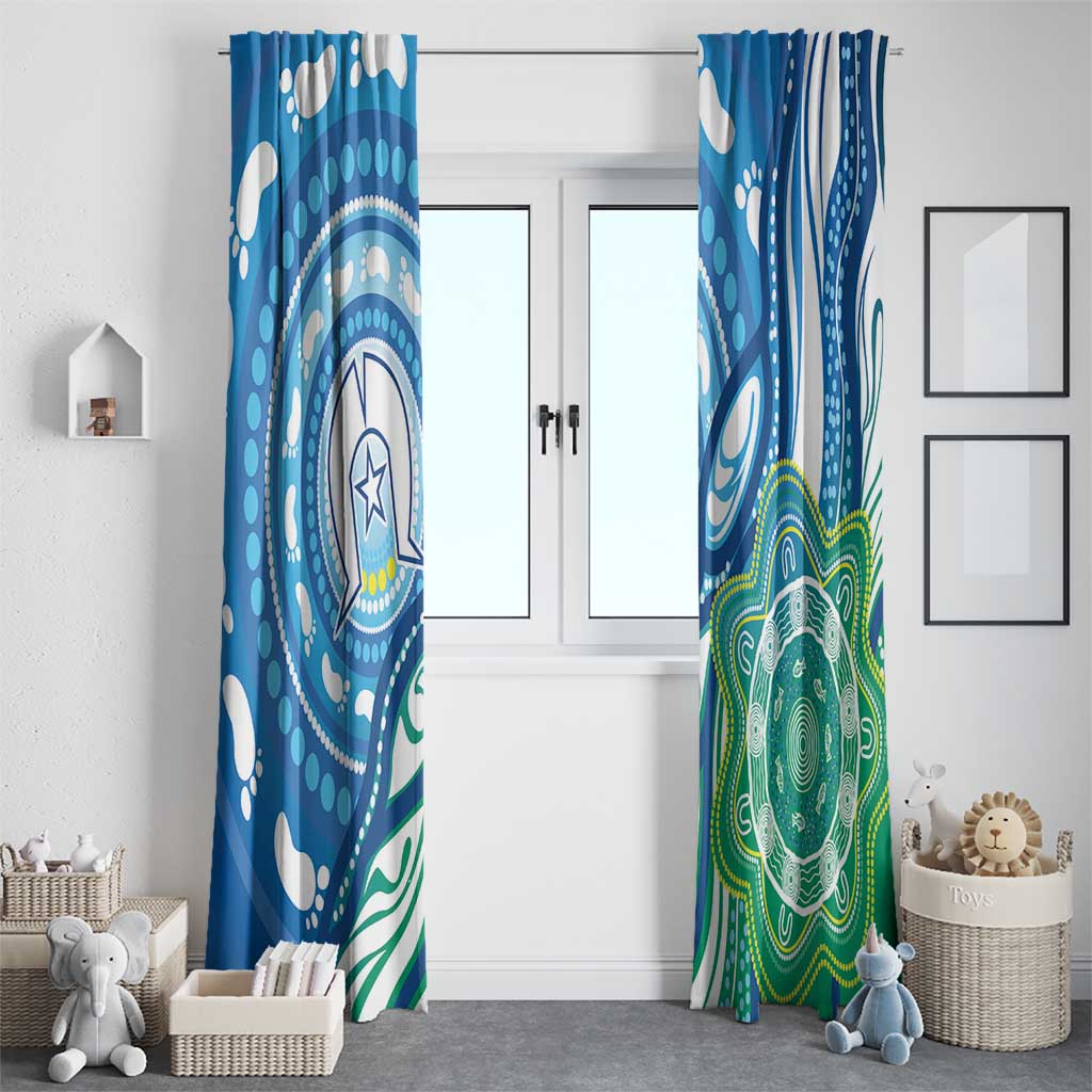 Torres Strait Islander Window Curtain Aboriginal Blue Art