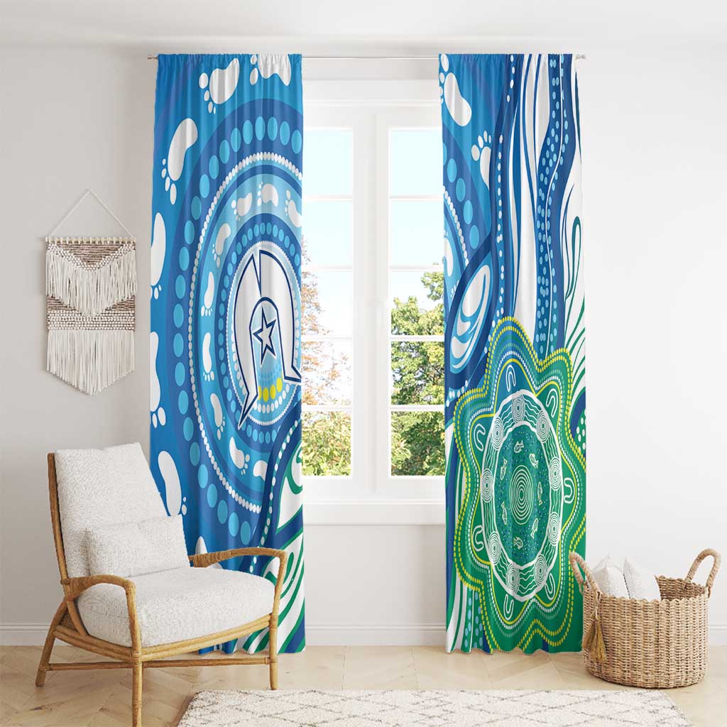 Torres Strait Islander Window Curtain Aboriginal Blue Art