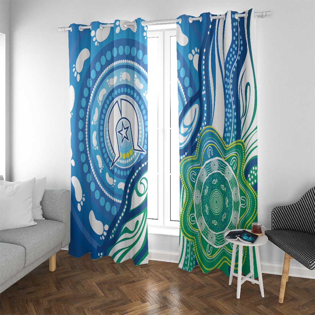 Torres Strait Islander Window Curtain Aboriginal Blue Art