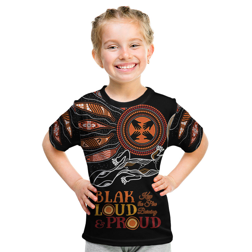 Australia NAIDOC 2024 Kid T Shirt Blak Loud and Proud Aboriginal Lizard Art