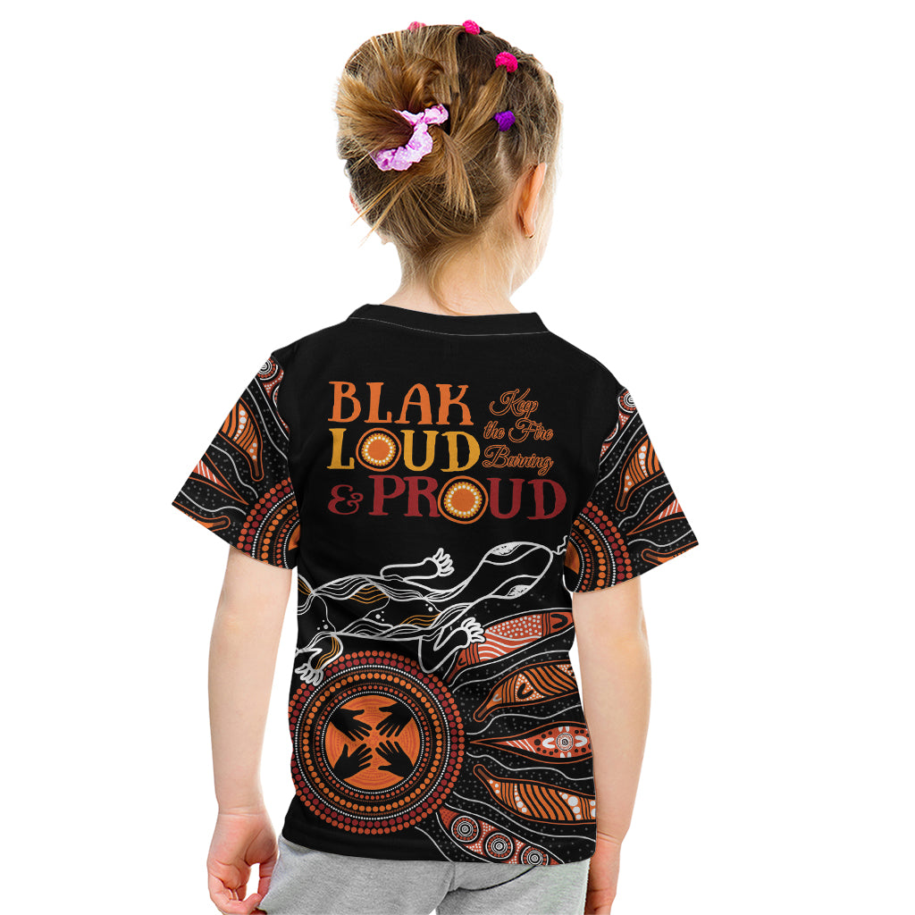 Australia NAIDOC 2024 Kid T Shirt Blak Loud and Proud Aboriginal Lizard Art