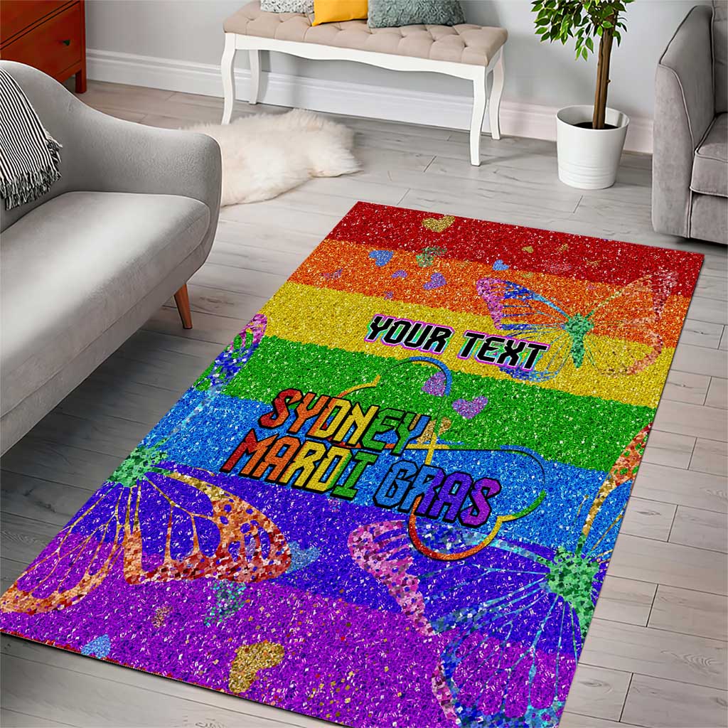 Sydney Mardi Gras Personalized Area Rug Pride Rainbow Glitter Colorful Style