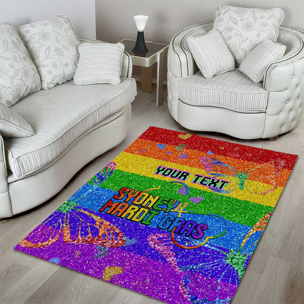 Sydney Mardi Gras Personalized Area Rug Pride Rainbow Glitter Colorful Style