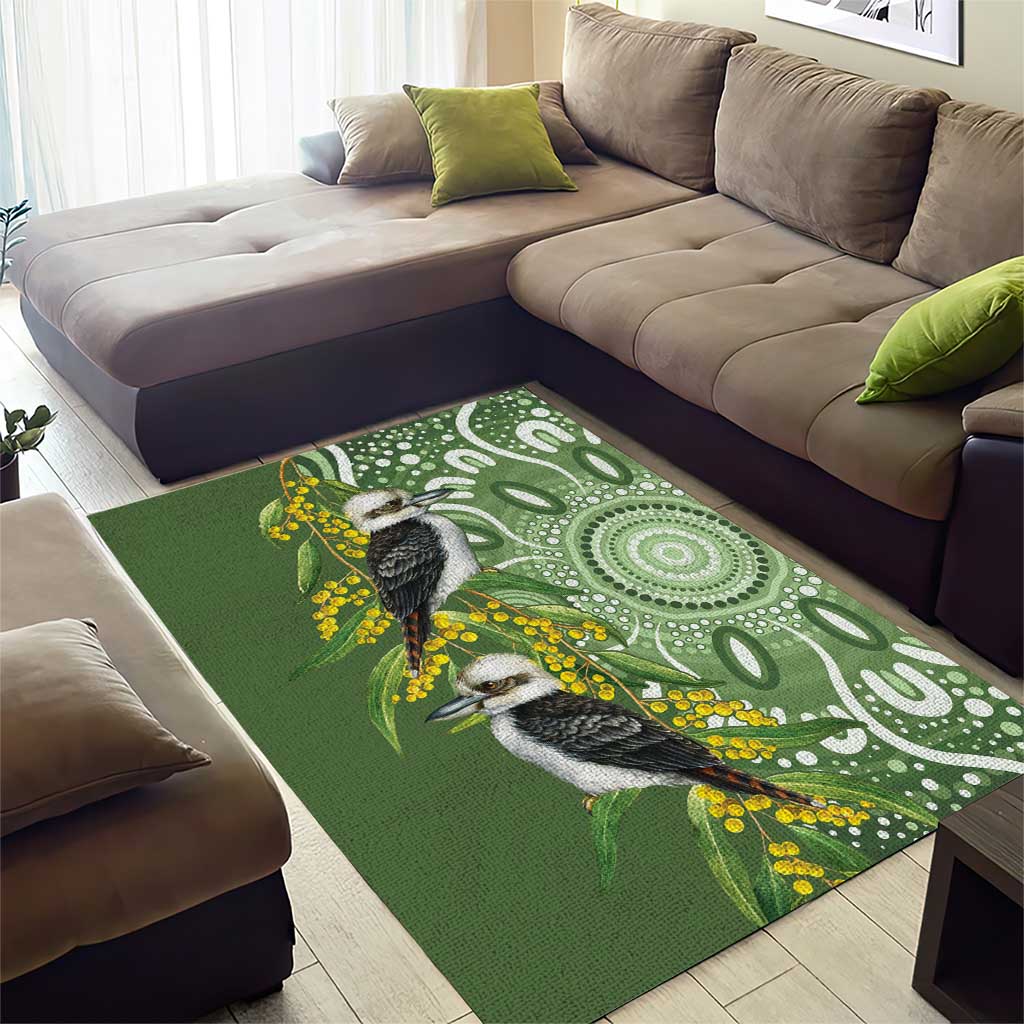 Aussie Kokaburra Golden Wattle Area Rug Aboriginal with National Color