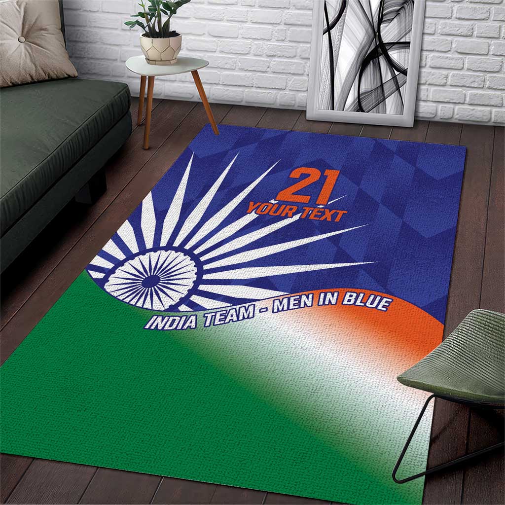 India Cricket Custom Area Rug Ashoka Chakra with Flag Style