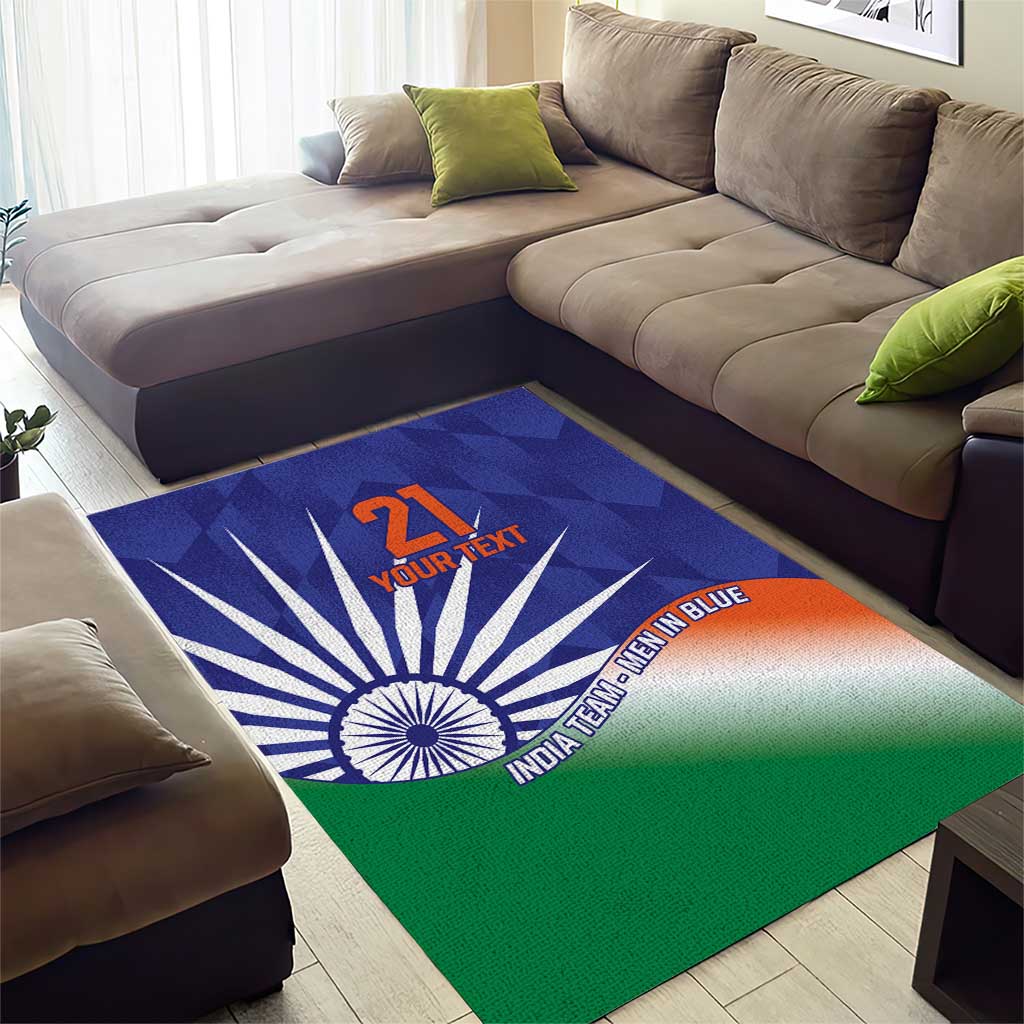 India Cricket Custom Area Rug Ashoka Chakra with Flag Style