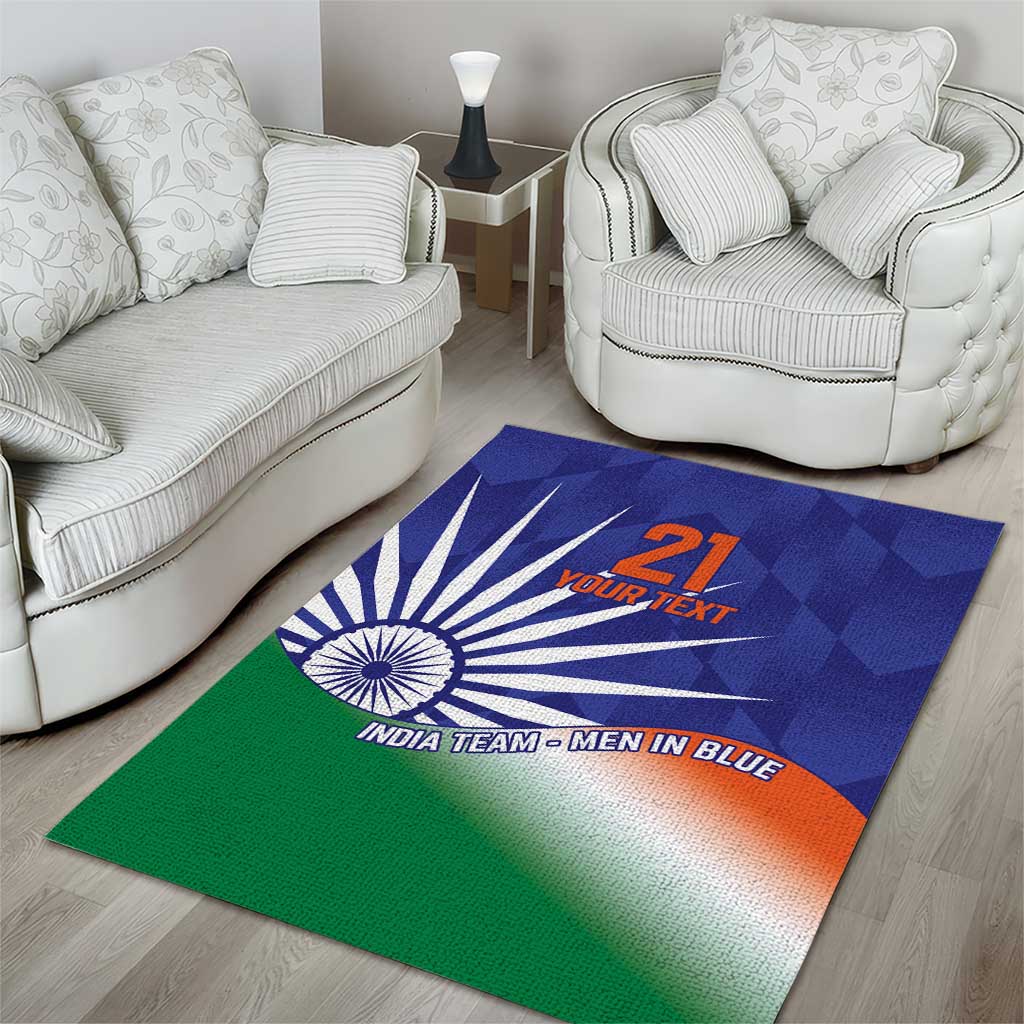 India Cricket Custom Area Rug Ashoka Chakra with Flag Style