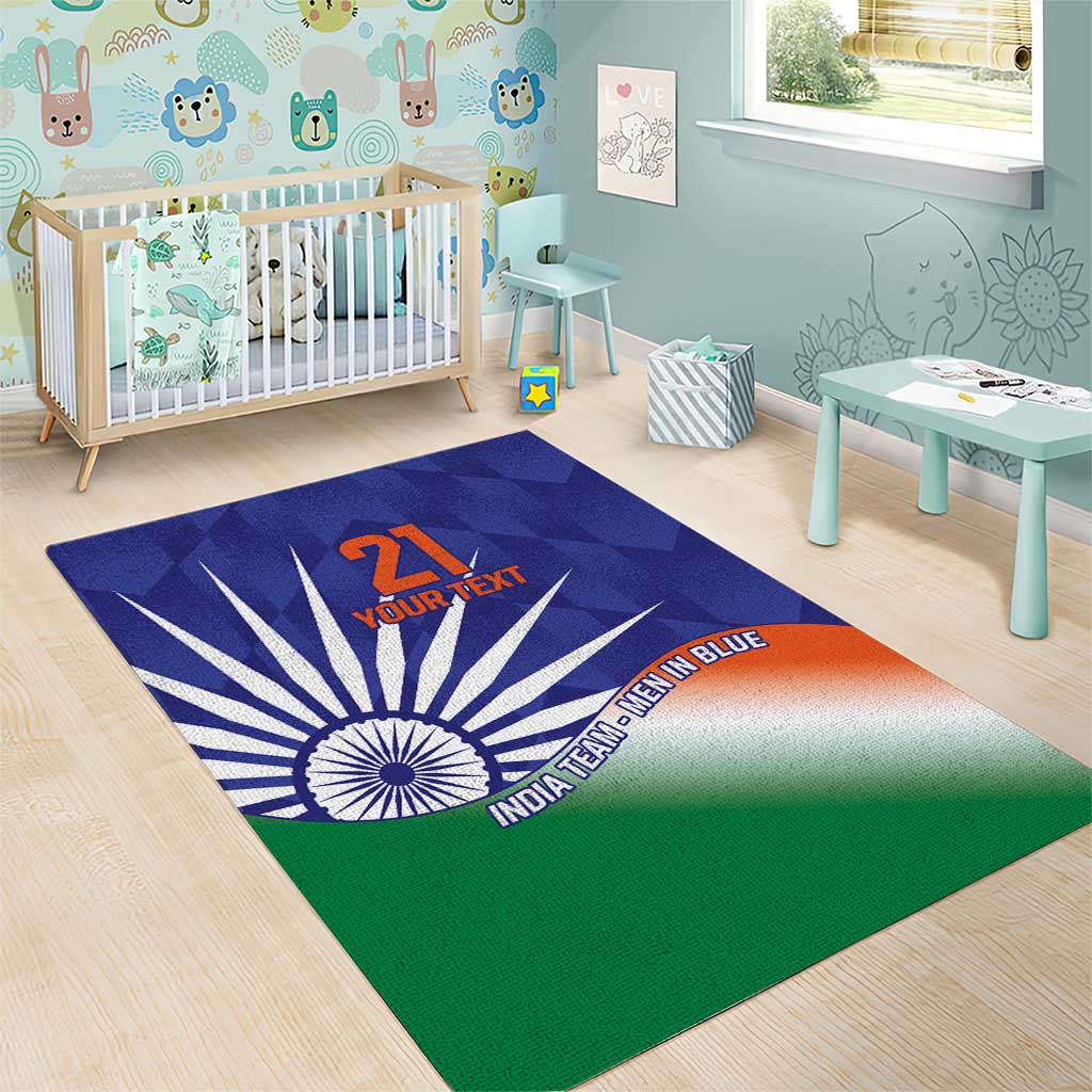 India Cricket Custom Area Rug Ashoka Chakra with Flag Style