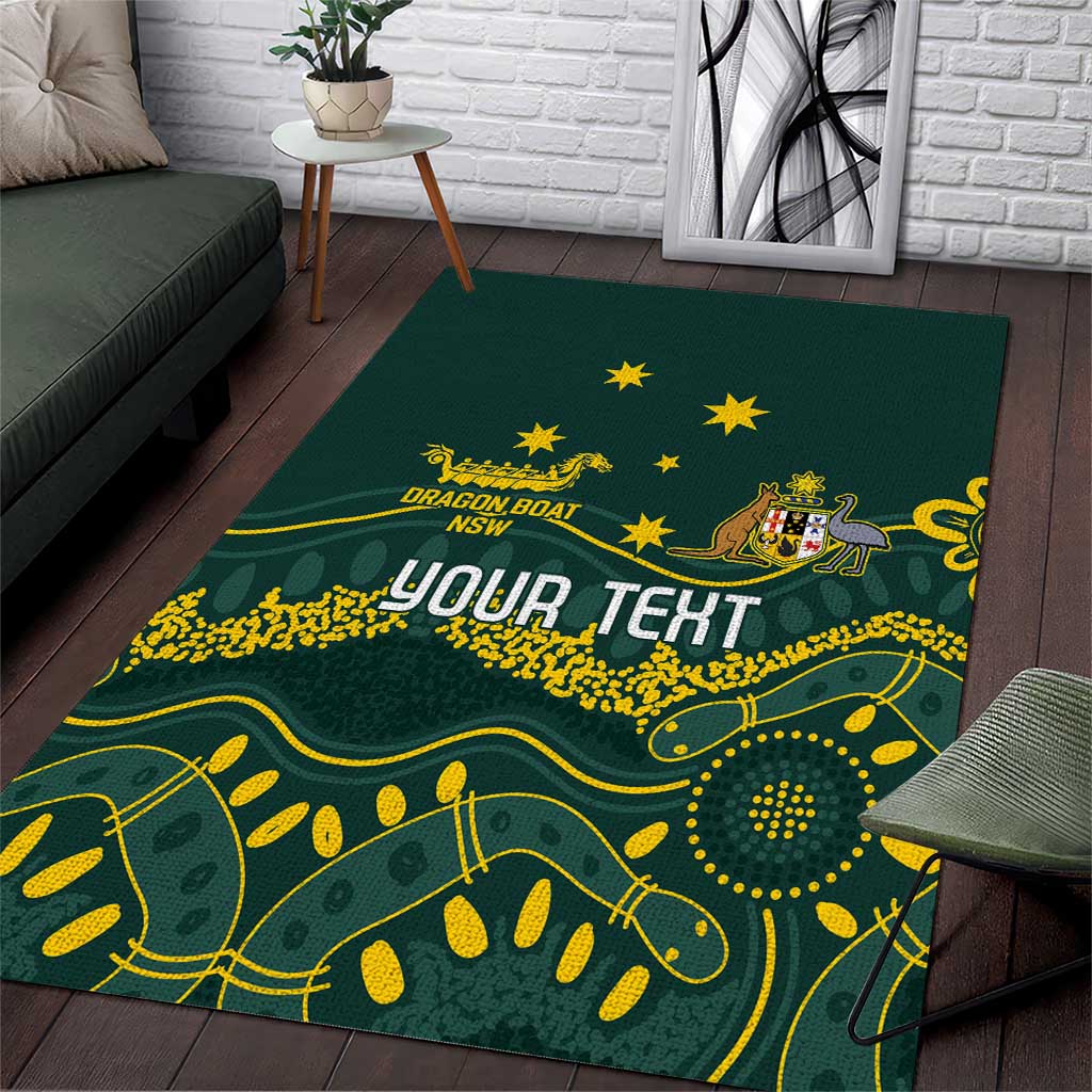 Personalised Australia Dragons Boat Area Rug Aussie Aboriginal Dot Style