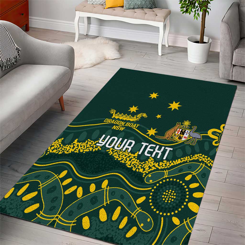 Personalised Australia Dragons Boat Area Rug Aussie Aboriginal Dot Style