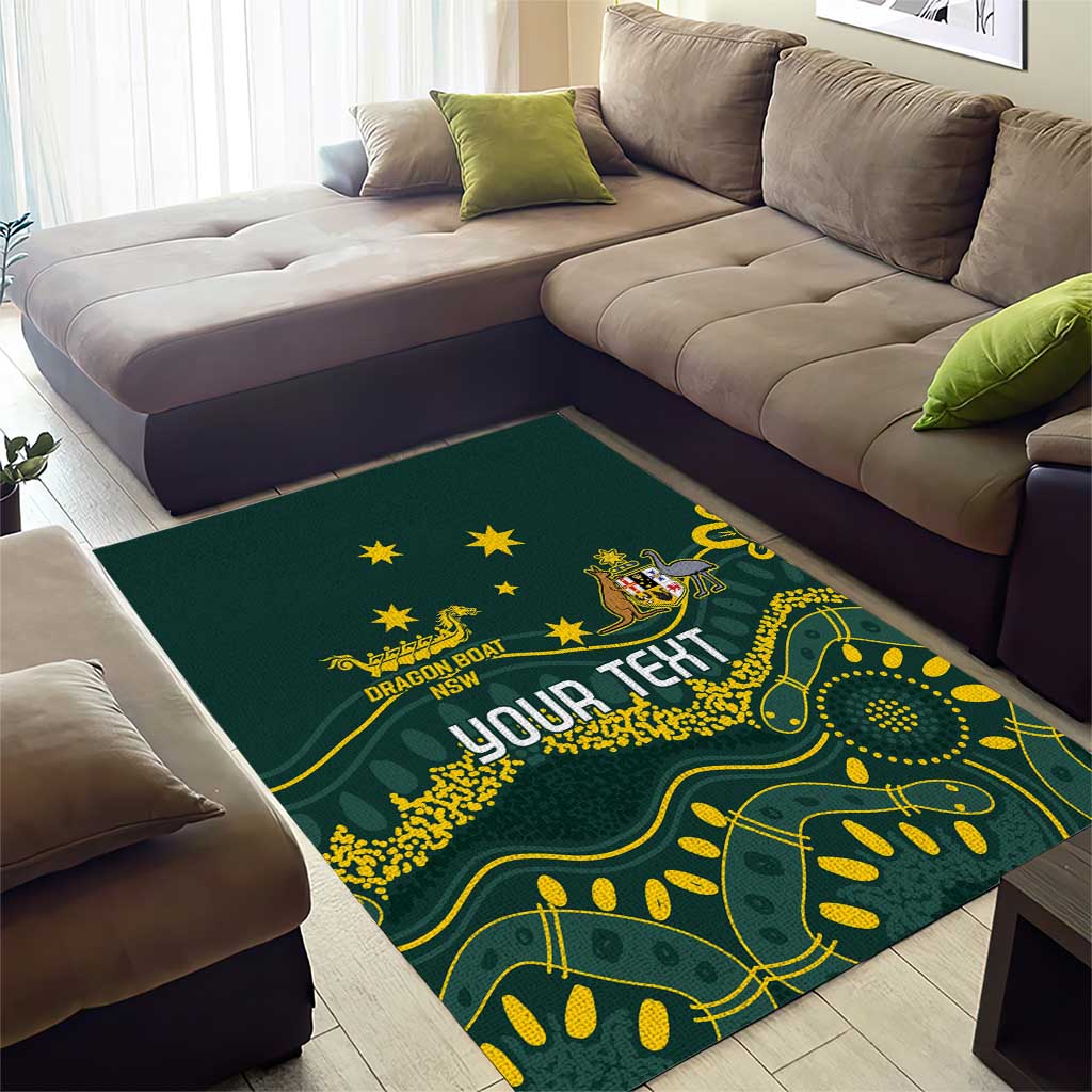 Personalised Australia Dragons Boat Area Rug Aussie Aboriginal Dot Style