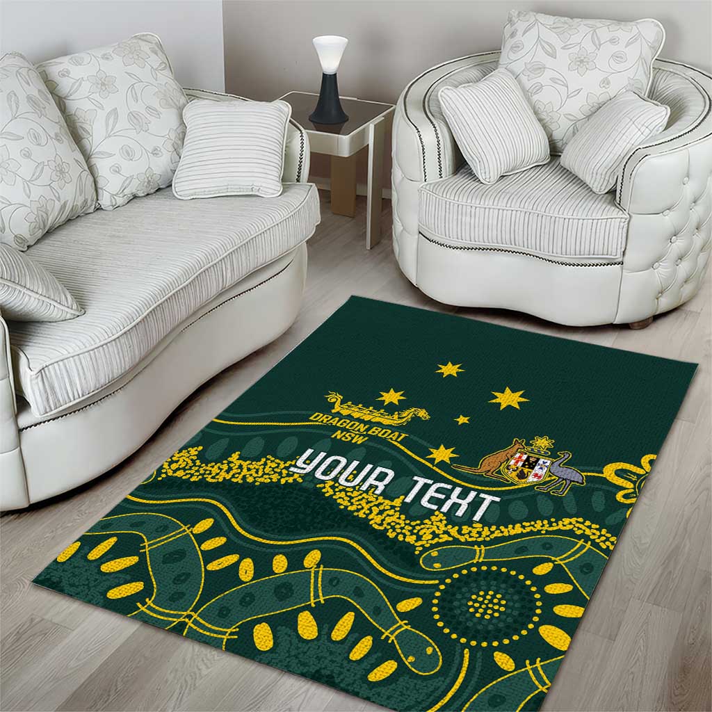 Personalised Australia Dragons Boat Area Rug Aussie Aboriginal Dot Style