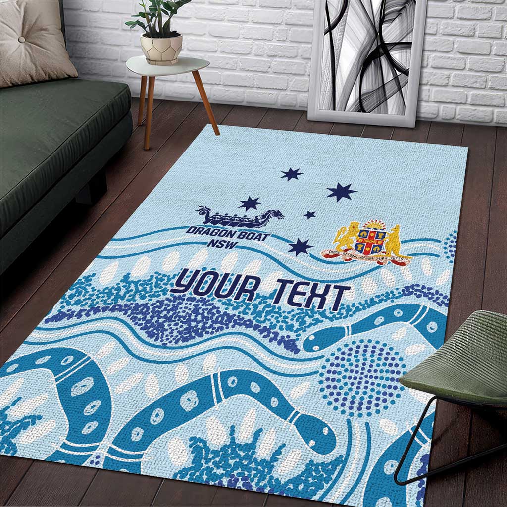 Personalised Australia New South Wales Dragons Boat Area Rug Aussie Aboriginal Dot Style