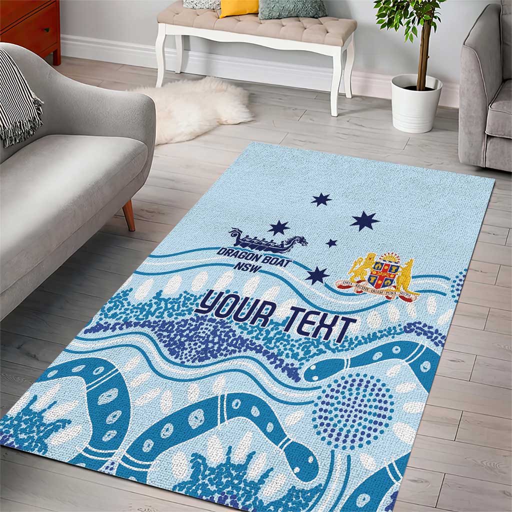 Personalised Australia New South Wales Dragons Boat Area Rug Aussie Aboriginal Dot Style