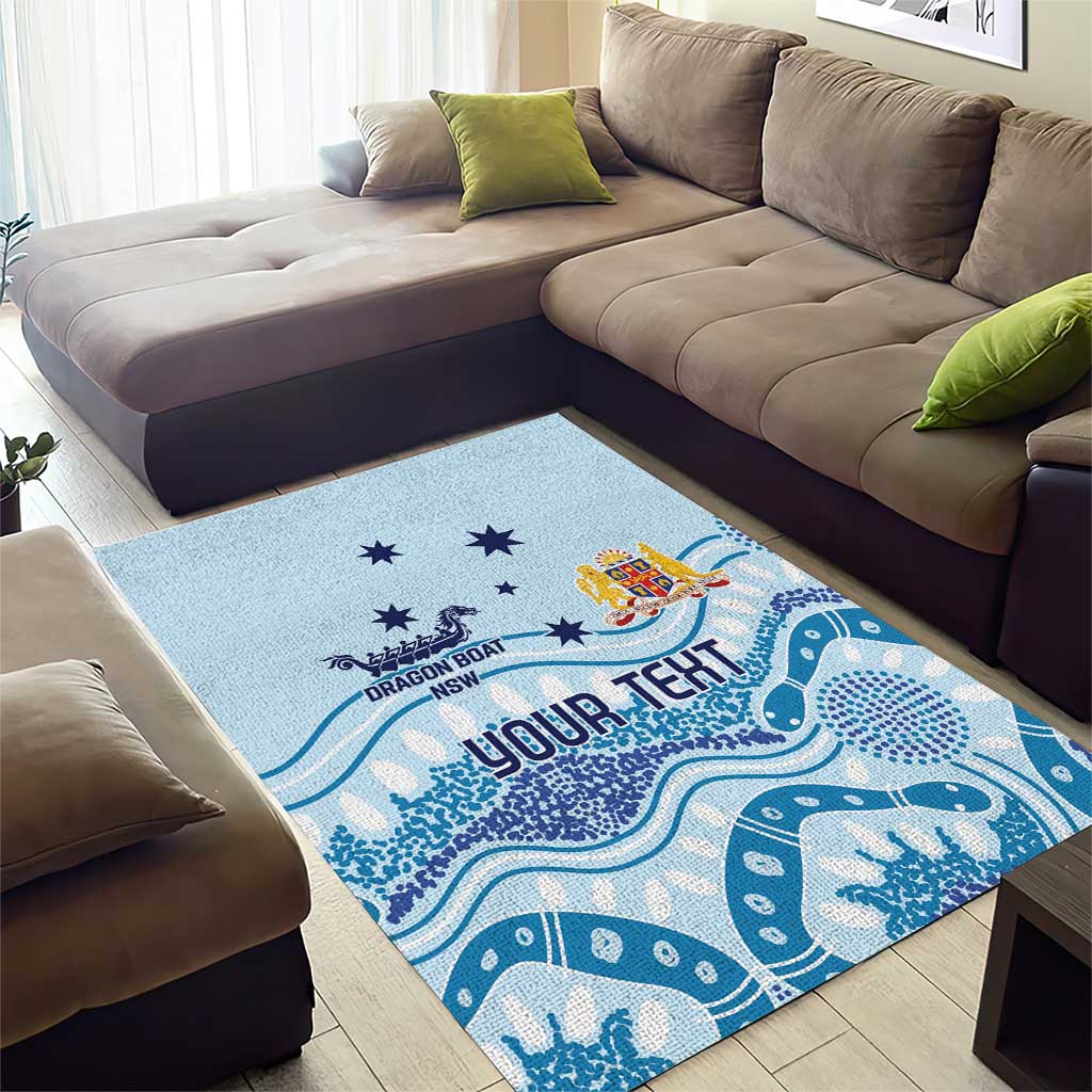 Personalised Australia New South Wales Dragons Boat Area Rug Aussie Aboriginal Dot Style