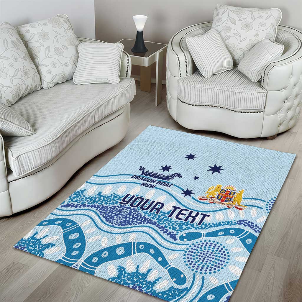 Personalised Australia New South Wales Dragons Boat Area Rug Aussie Aboriginal Dot Style