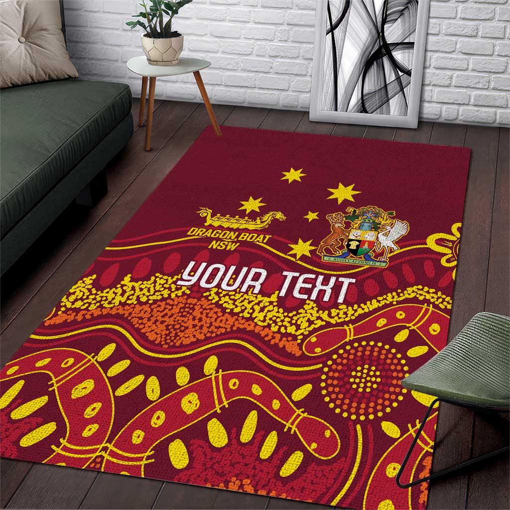 Personalised Australia Queensland Dragons Boat Area Rug Aussie Aboriginal Dot Style