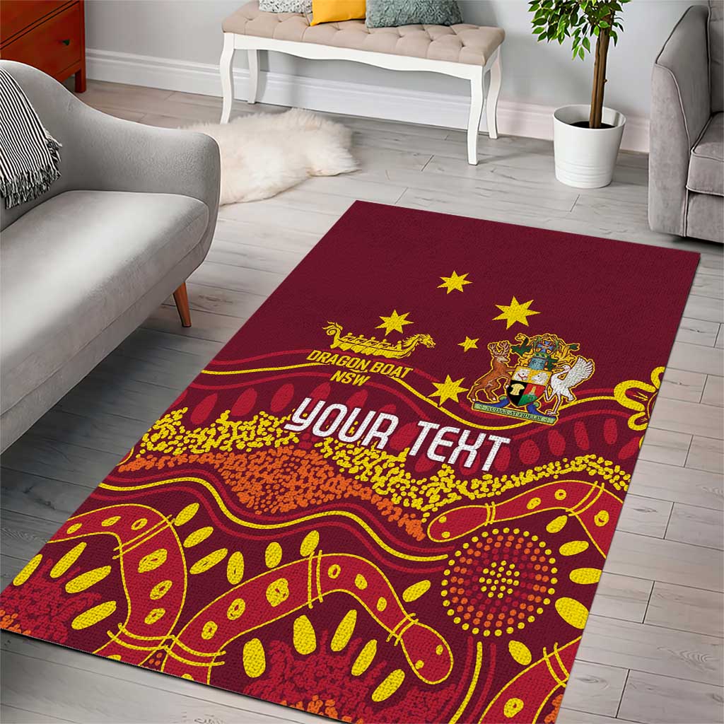 Personalised Australia Queensland Dragons Boat Area Rug Aussie Aboriginal Dot Style