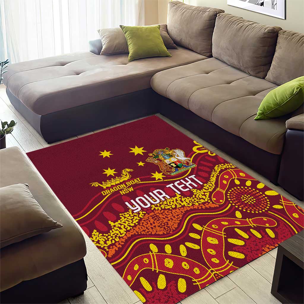 Personalised Australia Queensland Dragons Boat Area Rug Aussie Aboriginal Dot Style