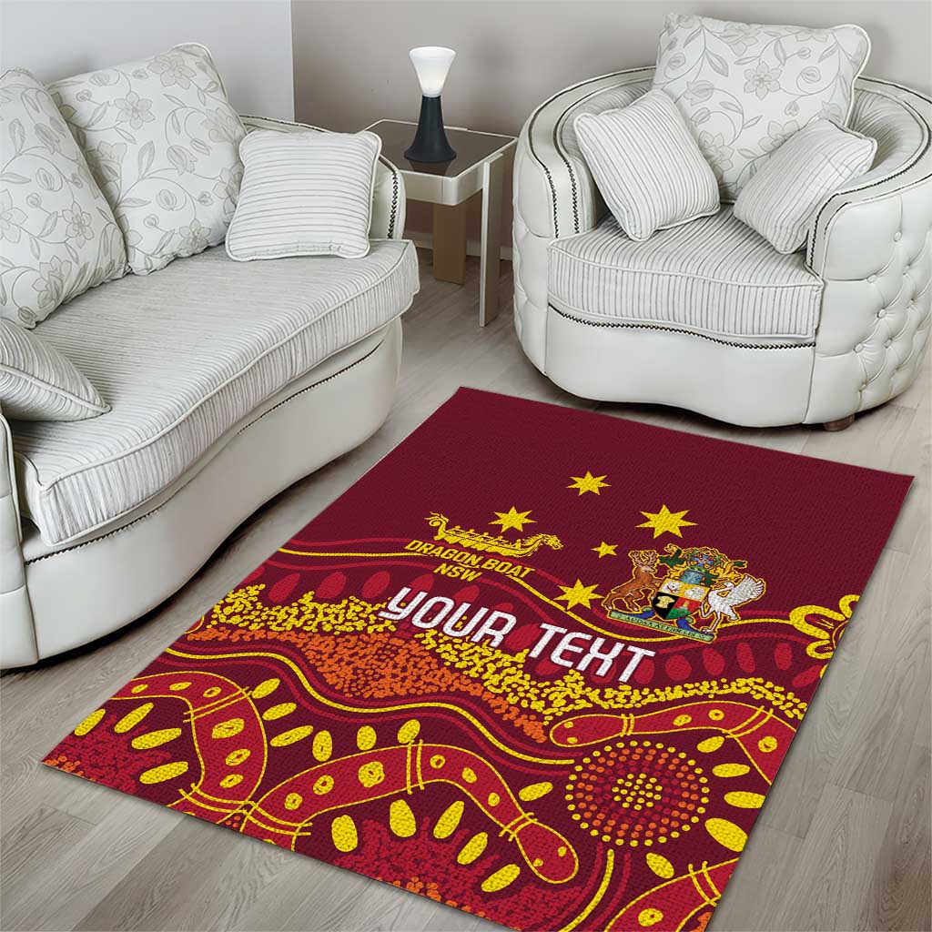 Personalised Australia Queensland Dragons Boat Area Rug Aussie Aboriginal Dot Style