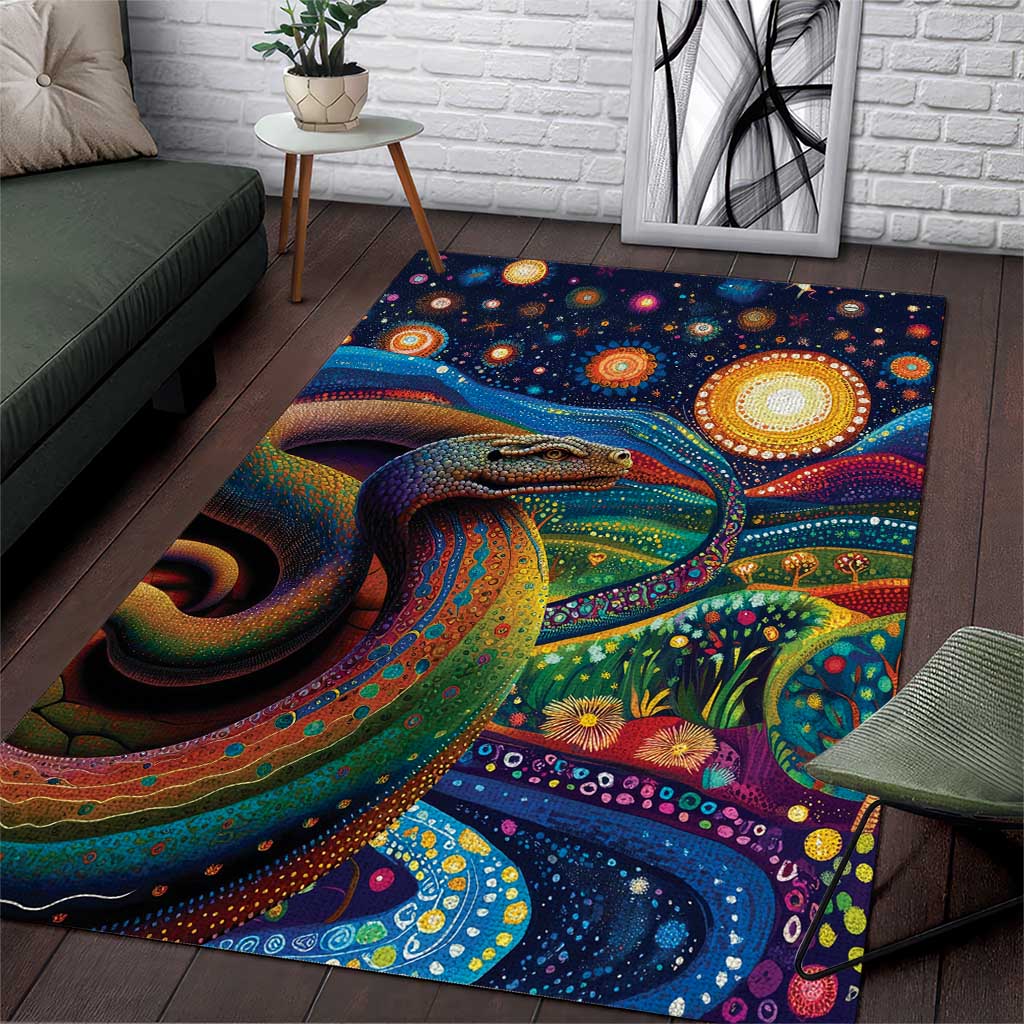 Aboriginal Dreamtime Rainbow Serpent Area Rug