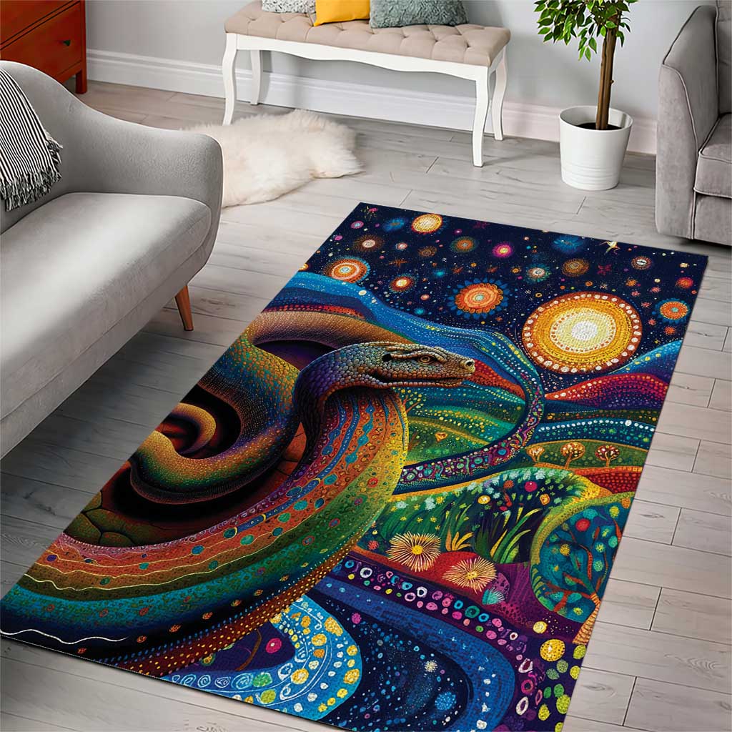 Aboriginal Dreamtime Rainbow Serpent Area Rug