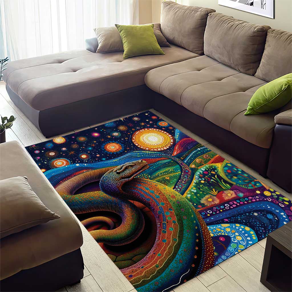 Aboriginal Dreamtime Rainbow Serpent Area Rug