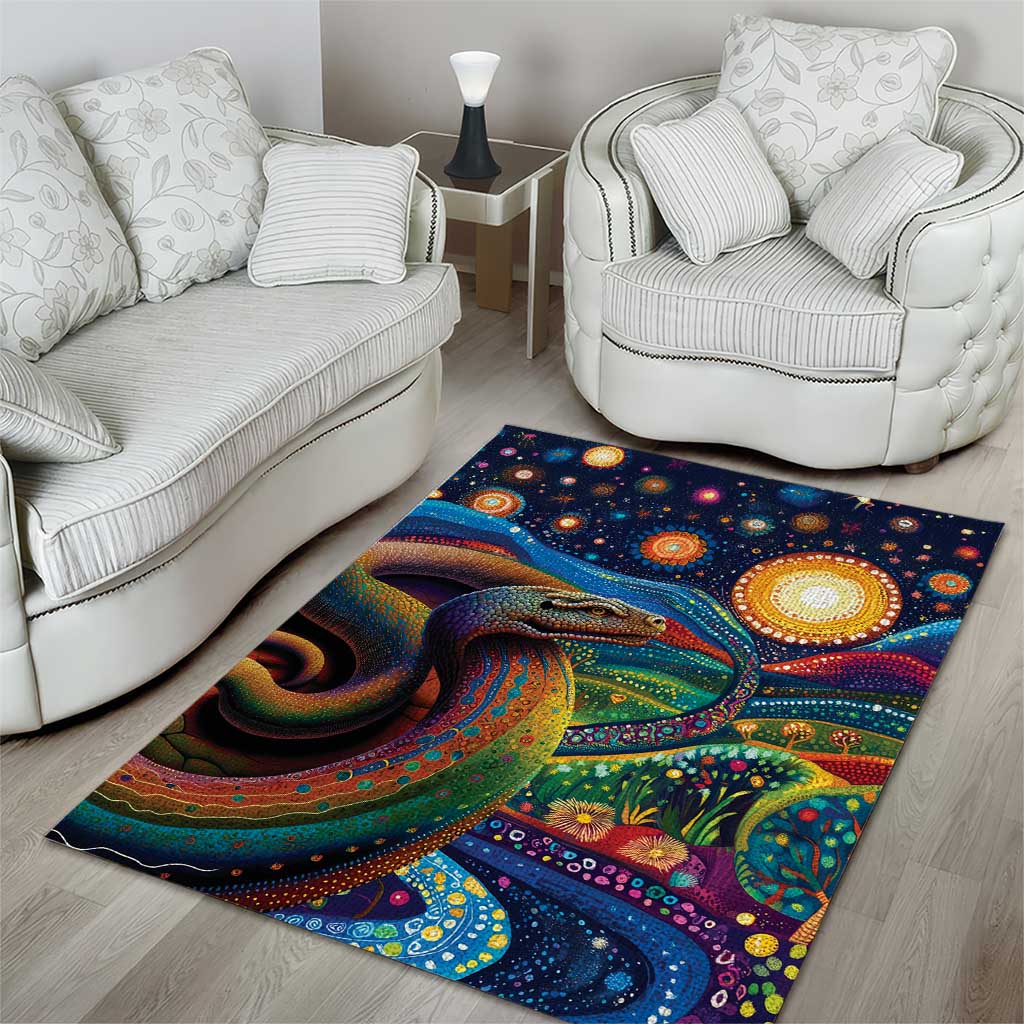 Aboriginal Dreamtime Rainbow Serpent Area Rug