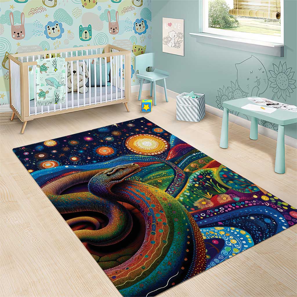 Aboriginal Dreamtime Rainbow Serpent Area Rug