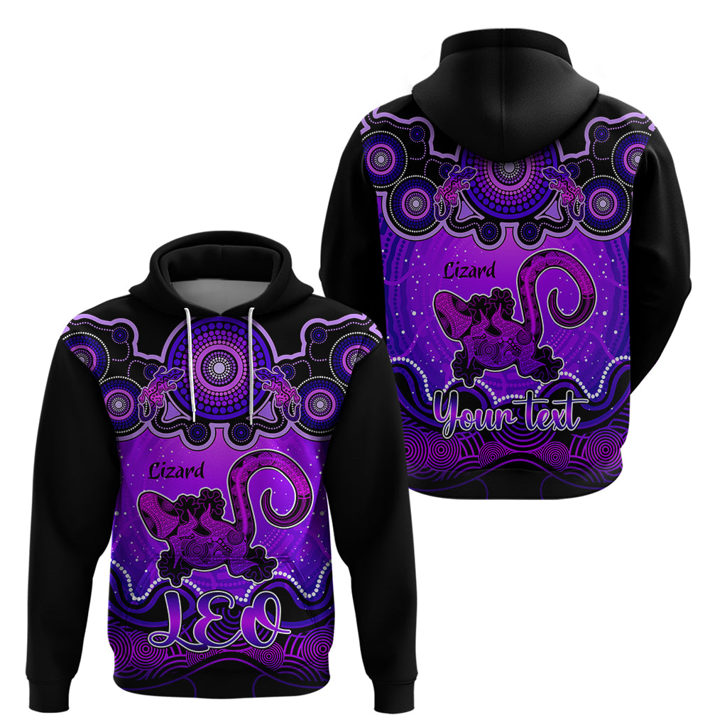 personalised-australia-leo-lizard-zodiac-hoodie-auz-astrology-aboriginal-purple