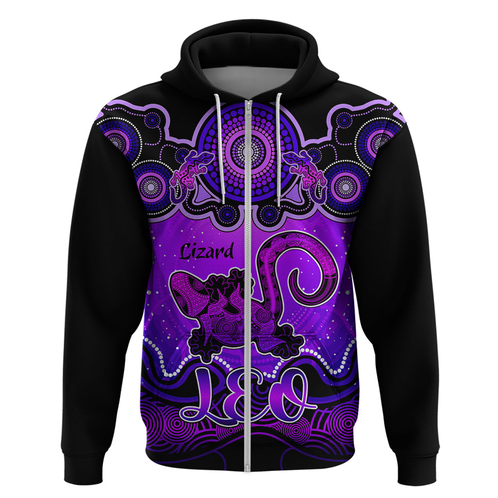 personalised-australia-leo-lizard-zodiac-hoodie-auz-astrology-aboriginal-purple