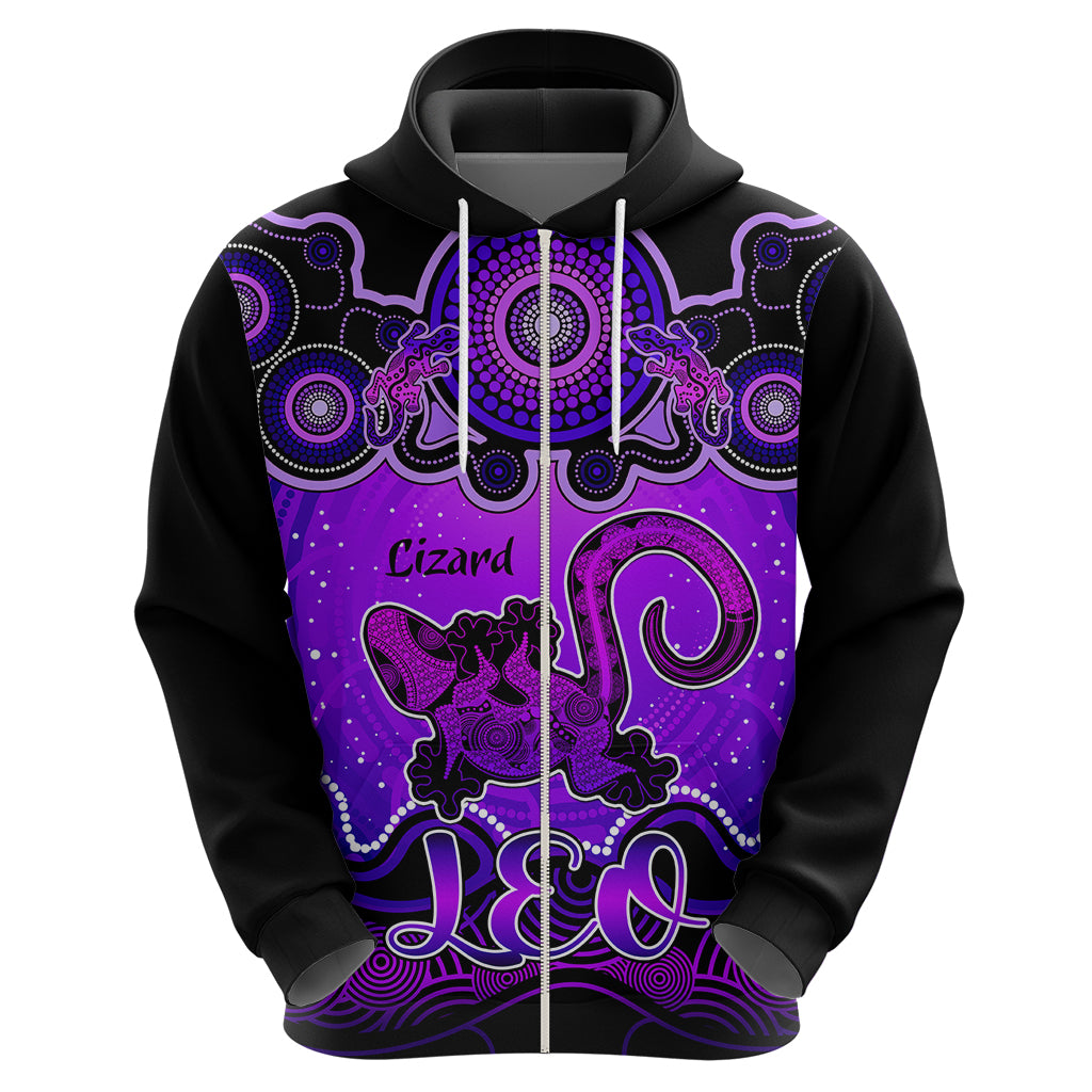 personalised-australia-leo-lizard-zodiac-hoodie-auz-astrology-aboriginal-purple