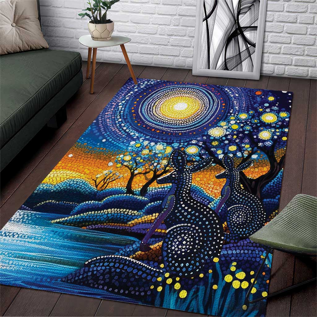 Australian Night Sky Landscape Area Rug Aboriginal Dreamtime Story