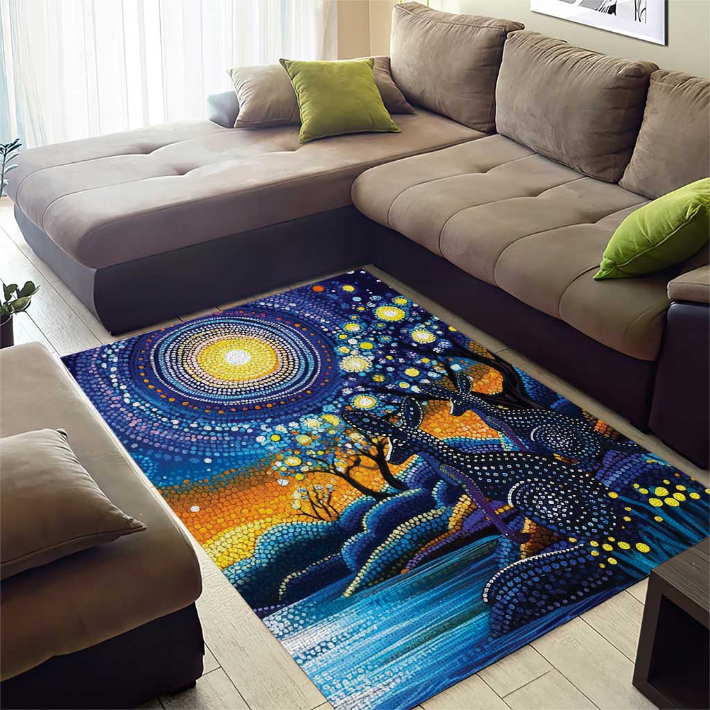 Australian Night Sky Landscape Area Rug Aboriginal Dreamtime Story