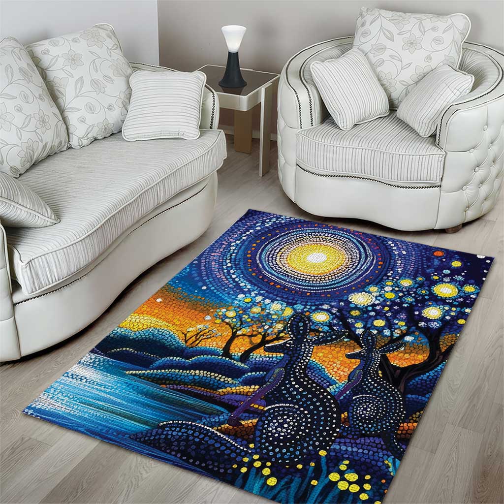 Australian Night Sky Landscape Area Rug Aboriginal Dreamtime Story