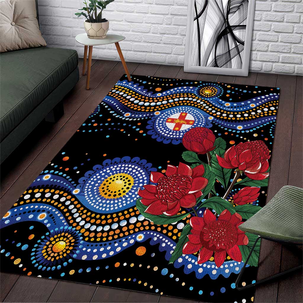 Australia New South Wales Waratahs Area Rug Aboriginal Dot Art