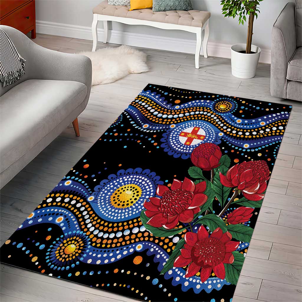 Australia New South Wales Waratahs Area Rug Aboriginal Dot Art