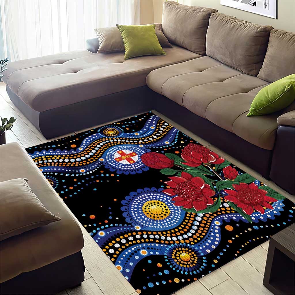 Australia New South Wales Waratahs Area Rug Aboriginal Dot Art