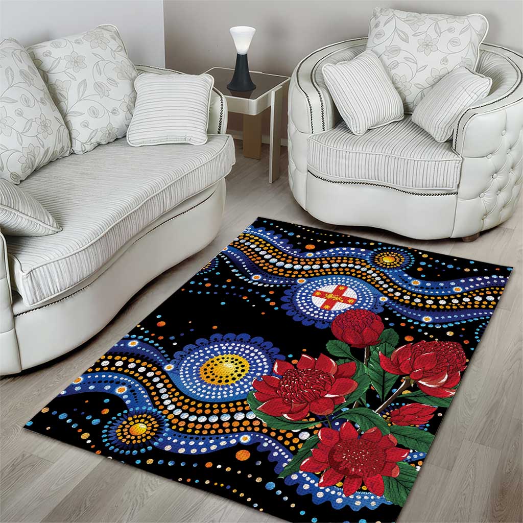 Australia New South Wales Waratahs Area Rug Aboriginal Dot Art