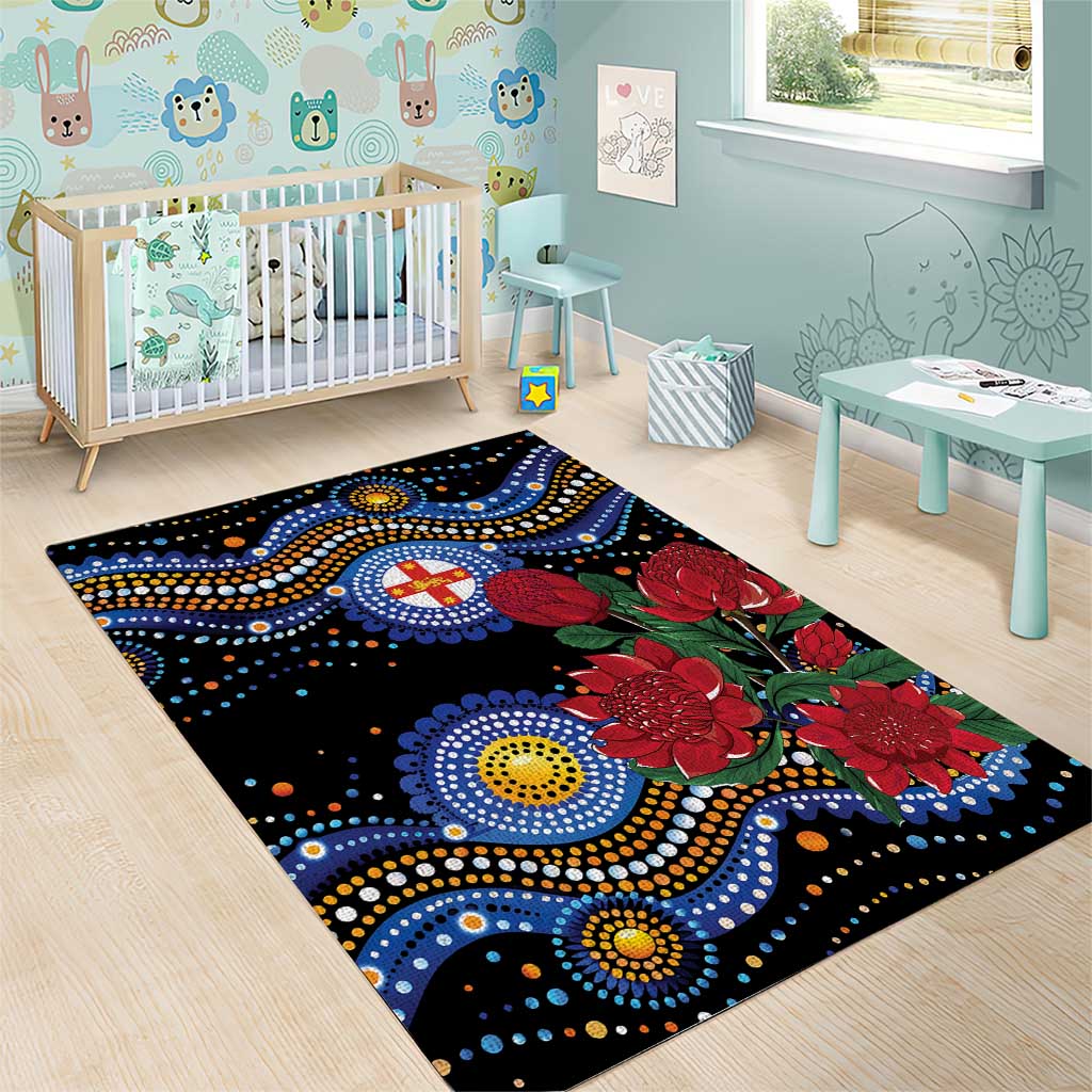 Australia New South Wales Waratahs Area Rug Aboriginal Dot Art